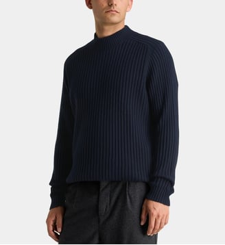 Pull droit Nurib en maille côtelée - Galeries Lafayette - Bleu marine