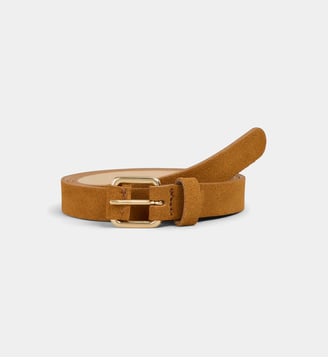 Ceinture fine Hicat en suède - Galeries Lafayette - Camel marron