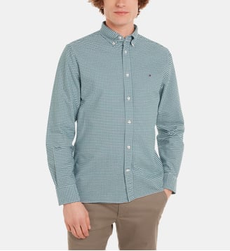 Chemise droite en coton à carreaux - Tommy Hilfiger - Vert et blanc