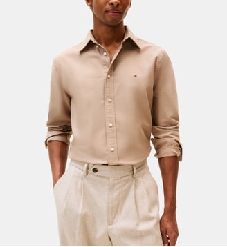 Chemise droite coton oxford - Tommy Hilfiger - Beige et noir