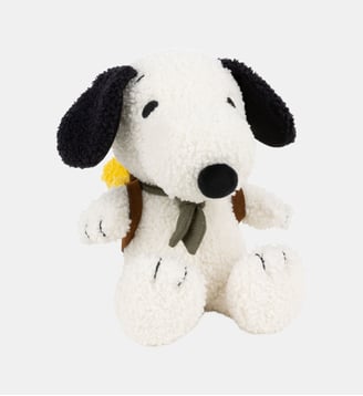 Peluche Teddy avec Woodstock dans son sac à dos - Snoopy - Blanc