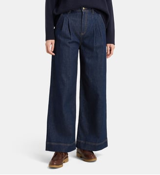 Jean ample Keman à pinces en denim coton bio - Jodhpur - Bleu foncé