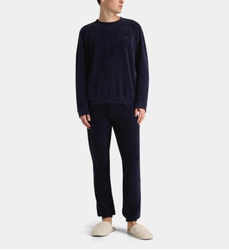 Pyjama long Ronnie en velours milleraies - Hom - Bleu marine