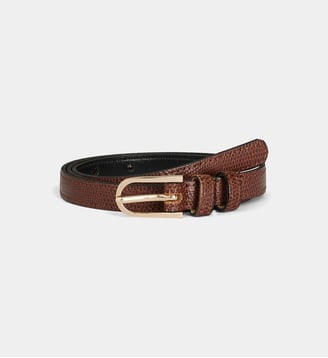 Ceinture fine Kalliope en cuir façon reptile - Jodhpur - Chocolat