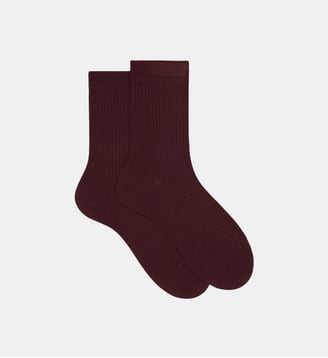 Chaussettes hautes laine mélangée - Doré Doré - Aubergine