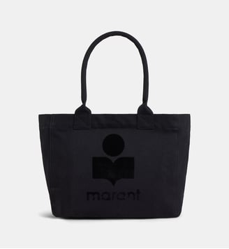 Sac tote Yenky Zipped toile signature velours - Isabel Marant - Noir