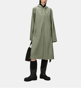 Veste fluide mi-longue A-Line - Rains - Vert antique