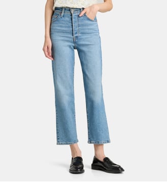 Jean droit délavé taille haute - Levi's - Bleu