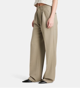 Pantalon large à pinces Carrie laine - Anine Bing - Kaki