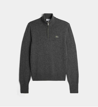 Pull camionneur en laine - Lacoste - Gris chiné