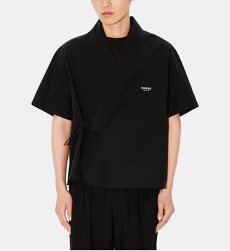 Chemisette kimono fluide en coton signature - Kenzo - Noir