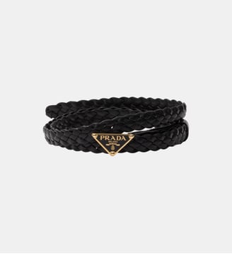 Ceinture tressée signature en cuir nappa - Prada - Noir