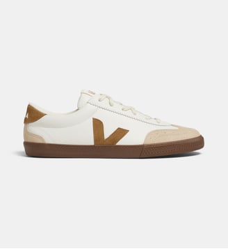 Tennis basses Volley O.T. cuir - Veja - Blanc et kaki