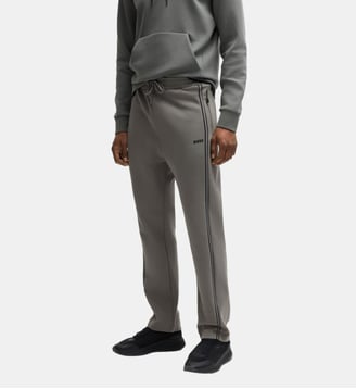 Pantalon de jogging droit en coton mélangé - BOSS - Gris