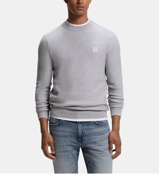 Pull en coton et cachemire avec patch - BOSS - Open grey