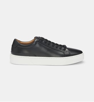 Baskets basses Gary en cuir avec détail logoté - BOSS - Noir