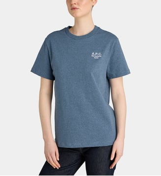 T-shirt droit Rue Madame Paris en coton - A.P.C. - Bleu acapulco