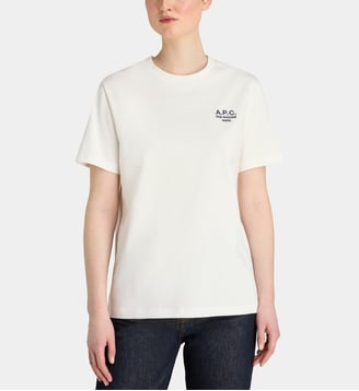 T-shirt droit Rue Madame Paris en coton - A.P.C. - Blanc et bleu