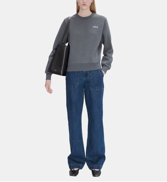 Sweat droit Boxy en coton bio - A.P.C. - Gris chiné
