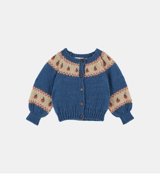 Cardigan droit collier pommes court - Emile & Ida - Bleu
