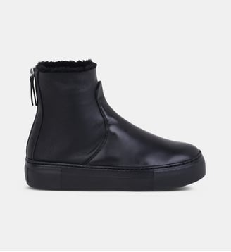 Bottines compensées en cuir - AGL - Noir