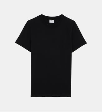 T-shirt droit uni en coton - Courrèges - Noir