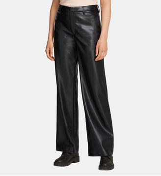 Pantalon droit large enduit taille haute - Calvin Klein - Noir