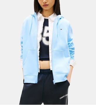 Sweat droit molleton zippé capuche - Tommy Hilfiger - Bleu clair