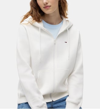 Sweat droit molleton zippé capuche - Tommy Hilfiger - Écru