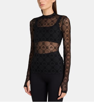 Top seconde peau monogrammé en mesh - Marine Serre - Noir