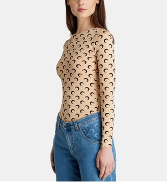 Top slim Moon manches longues - Marine Serre - Beige et noir