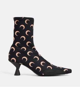 Bottines hautes à talons en jersey signature - Marine Serre - Noir et beige