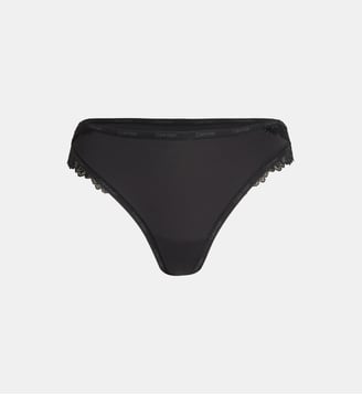 Slip brésilien avec bordure signature et dentelle - Calvin Klein - Noir