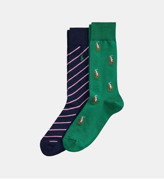 Lot de 2 paires de chaussettes classiques hautes pony - Polo Ralph Lauren - Multicolore