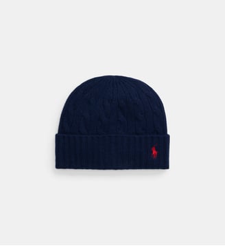 Bonnet maille torsadée signature - Polo Ralph Lauren - Bleu marine