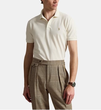Polo droit semi-ajusté signature en coton - Polo Ralph Lauren - Écru