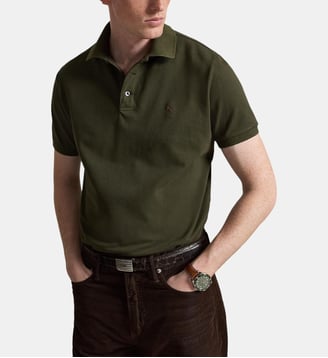 Polo droit semi-ajusté signature en coton - Polo Ralph Lauren - Kaki moyen