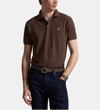 Polo droit semi-ajusté signature en coton - Polo Ralph Lauren - Marron
