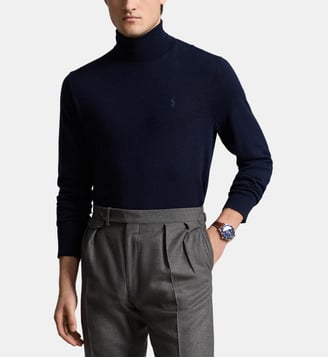 Pull ajusté en laine - Polo Ralph Lauren - Bleu marine