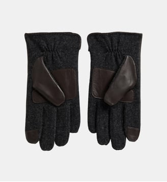 Gants bi-matière signature - Polo Ralph Lauren - Marron foncé