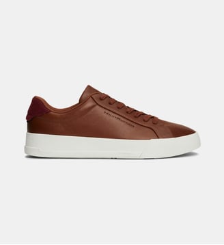 Baskets basses en cuir semelle plateforme épaisse - Tommy Hilfiger - Cognac