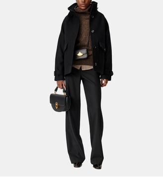 Manteau ample court Lee Wooly en laine - Sessùn - Black