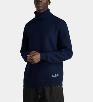 Pull uni Walter en laine vierge - A.P.C. - Bleu marine