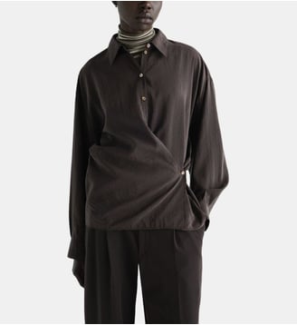 Chemise fluide en soie mélangée - Lemaire - Gris foncé