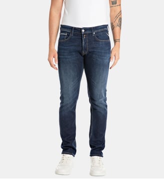 Jean Grover slim stretch délavé - Replay - Bleu foncé
