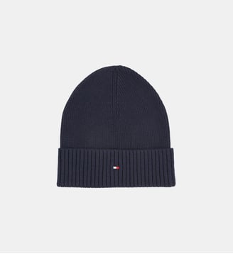 Bonnet coton et cachemire à revers - Tommy Hilfiger - Bleu marine