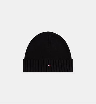 Bonnet coton et cachemire à revers - Tommy Hilfiger - Noir
