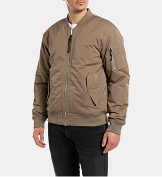 Blouson bomber droit satiné - Replay - Beige