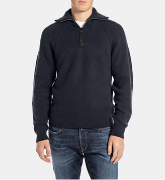 Pull droit en maille col camionneur - Replay - Bleu marine
