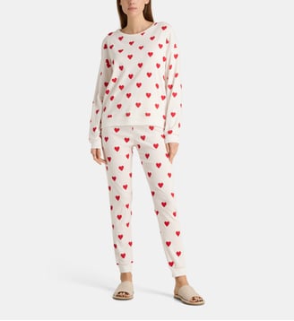 Ensemble pyjama coeurs coton - Petit Bateau - Blanc et rouge